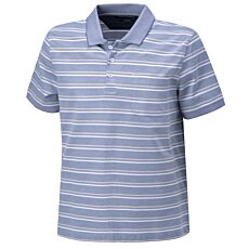 Polo rayé en qualité mercerisée pour hommes bleu clair