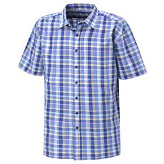 Chemise à carreaux à manches courtes jaune-bleu