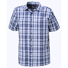 Chemise à carreaux à manches courtes anthracite-bleu