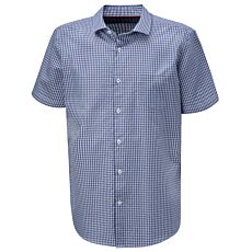 Chemise à carreaux à manches courtes en coton sans repassage marine