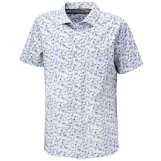 Bedrucktes Kurzarmhemd aus Baumwolle bügelfrei blau-grün