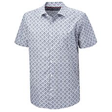 Chemise à manches courtes imprimée en coton, sans repassage bleu-beige