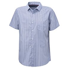 Chemise à manches courtes imprimée en coton, sans repassage bleu-brun