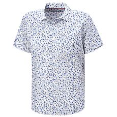 Bedrucktes Kurzarmhemd aus Baumwolle bügelfrei grün-blau-weiss