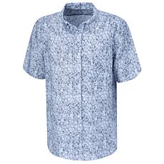 Chemise à manches courtes imprimée avec poche poitrine en lin bleu clair