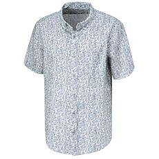 Chemise à manches courtes imprimée avec poche poitrine en lin menthe