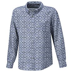 Chemise à manches longues avec poche poitrine en lin bleu