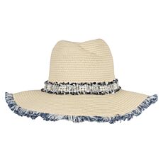 Chapeau de paille à franges bleues