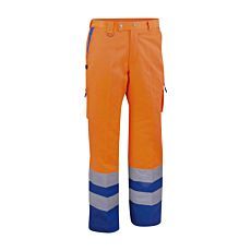 Pantalon de travail avec aération orange-bleu