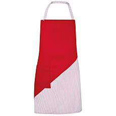 Tablier à bavette avec poche appliquée rouge