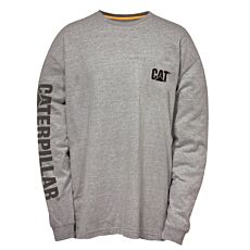 CAT Langarmshirt Trademark Banner grau