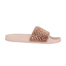 SKECHERS Slide aus feinglänzendem Textil rosa