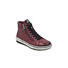 Bottine Remonte courte pour dames en cuir lisse – rouge