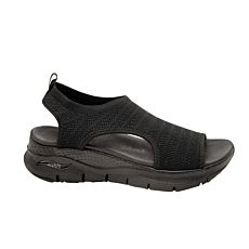 SKECHERS Sandale aus elastischem Strick Stretch Fit Material schwarz