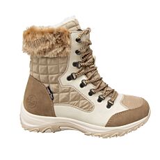 Rieker Schnür-Kurzstiefel mit Wollkragen beige