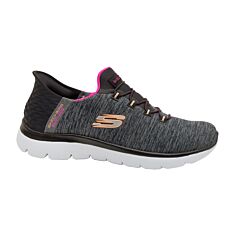 Chaussure Slip Ins pour dames avec bandes élastiques noir-blanc