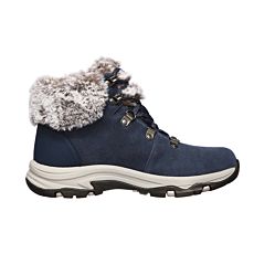 Bottine à lacer SKECHERS en cuir velours et matière souple marine