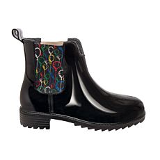 Wasserdichte Rieker Gummi Stiefelette im Chelseastyle schwarz-rot-gelb