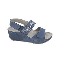 Sandalette aus Veloursleder blau