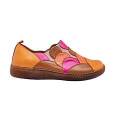 Chaussure GEMINI en cuir aniline souple orange