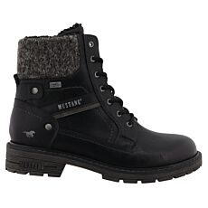 MUSTANG Schnürstiefelette aus pflegeleichtem Softmaterial mit Wollkragenabschluss schwarz