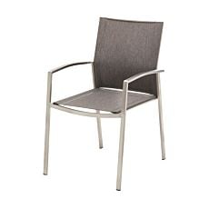 Chaise empilable Lava en acier inox et textilène