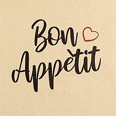 Serviettes Bon Appétit avec cœur