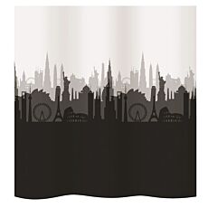 Rideau de douche textile diaqua City blanc-noir