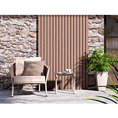 Beistelltisch Flyer mit Glas-Druck-Tischplatte beige