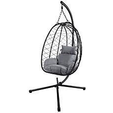 Fauteuil suspendu Dominik, pliable noir-anthracite