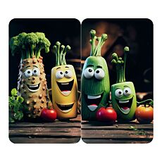2 plaques de recouvrement en verre Légumes rigolos