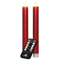 Stabkerzen 2er-Set – Akkubetrieben, Echtwachs, Rot