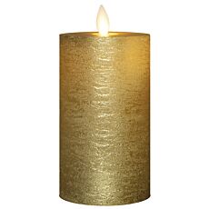 Bougie ronde en cire véritable - alimenté par batterie, dorée