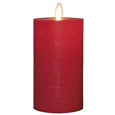 Bougie ronde en cire véritable, alimenté par batterie, rouge