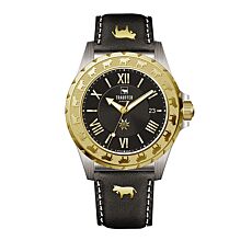 Trauffer montre pour hommes avec bracelet en cuir PU noir/or