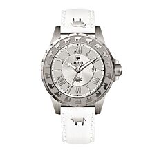 Trauffer montre pour dames avec bracelet en cuir PU blanc/argenté