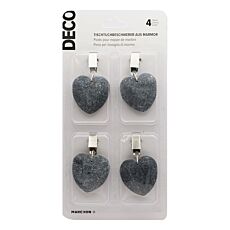 Pince à nappe cœur, marbre, 4 pièces