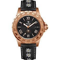 Trauffer Damen Uhr mit PU-Lederband Schwarz/Roségold