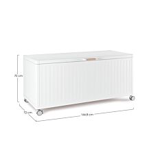 Coffre à coussins Ocean avec roulettes à frein blanc