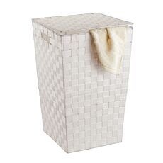 Panier à linge Adria, 48 litres, en plastique tressé blanc