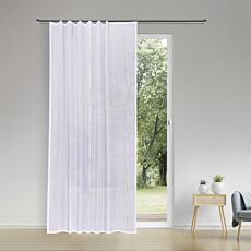 Rideau prêt à poser avec broderie, plis plats et glisseurs à clic cousus
