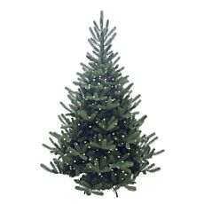 Sapin de Noël avec guirlandes lumineuses, support métallique