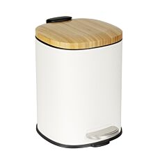 Treteimer Fianema mit Bambusdeckel, 3 Liter weiss