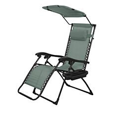 Sonnenliege mit Sonnendach und Kissen olive