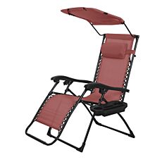 Sonnenliege mit Sonnendach und Kissen rost