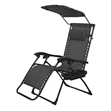 Sonnenliege mit Sonnendach und Kissen anthrazit