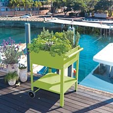 Jardinière surélevée mobile pour terrasses, 80x55x55 cm vert clair