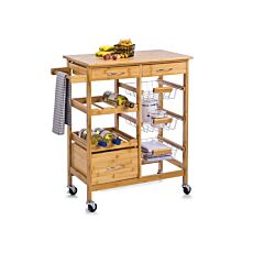 Chariot de cuisine massif en bambou