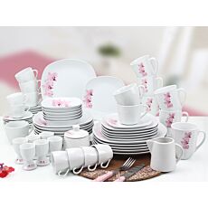 Service de table Orchid, 63 éléments, blanc-rose