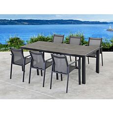 Table de jardin + 6 chaises à accoudoirs Miami